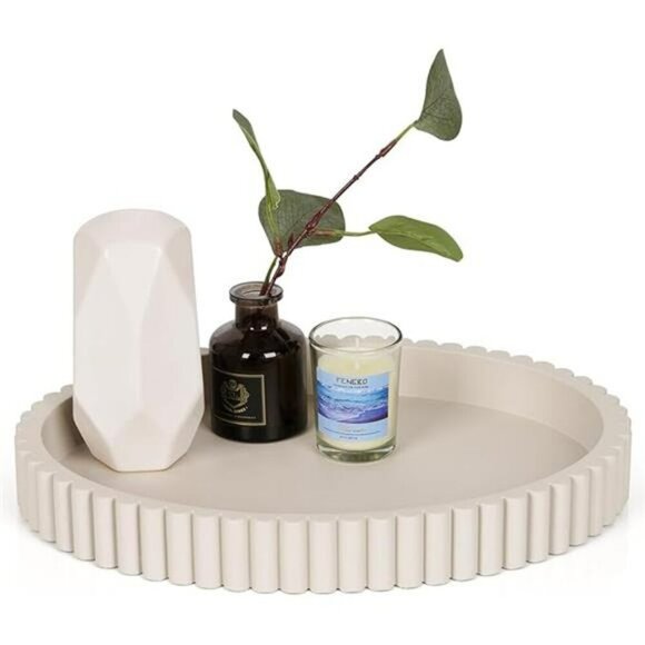 Concrete Oval Tray Coffee Table Decor Centerpiece Gray Modern Home Accent - Picture 7 of 7